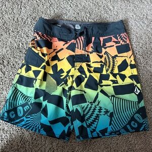 Volcom Black and Multicolor Graphic Board Shorts
